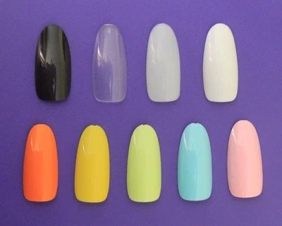 20 100 500 Full Cover Long OVAL Pre Shaped Design False Tips Fake Glue On Nails - Image 1 of 4