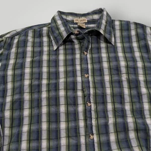 Decoded Men's XL Blue, White & Green Plaid Button-Up Long Sleeve Shirt - Cotton - Picture 1 of 10
