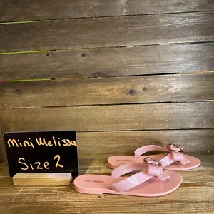 New Big Kids Mini Melissa Harmonic Pink Jelly Heart Thong Flip Flops Sandals 2 Y - Picture 1 of 6