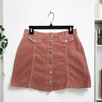 Hot Kiss Y2K Mini Skirt Corduroy Women’s Juniors Pink / Rose Button Front Size 7 - Image 1 of 4