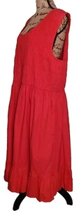 NWT - Marisol Red Sleeveless Elastic Bodice Ruffle Hem Sun Dress - Women's 3X - Picture 1 of 3