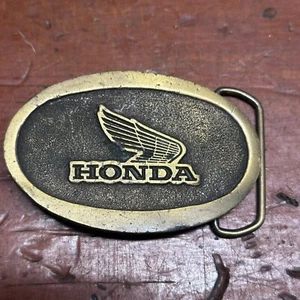 Vintage Honda Wing Logo Brass Belt Buckle Motorcycle - Picture 1 of 4