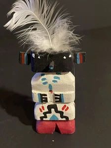 Vintage Painted Mini Kachina Route 66 Native American Wood Doll Souvenir Signed - Picture 1 of 6