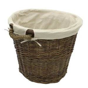 JVL Dark Medium Log Basket With Lining With Rope Handles - Picture 1 of 2