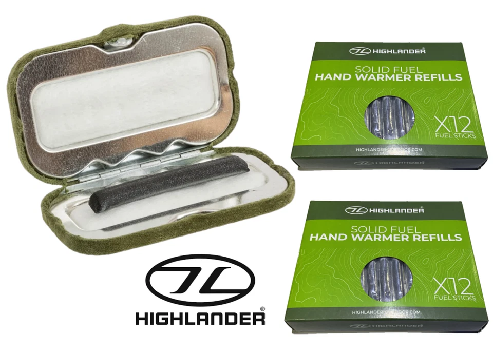 Highlander Solid Fuel Hand warmer Compact Pocket +24 Charcoal Stick Refill CS050 - Image 1 of 4