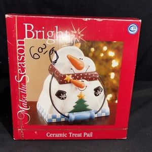 Make the Season Bright Snowman Ceramic Treat Pail  - Picture 1 of 24