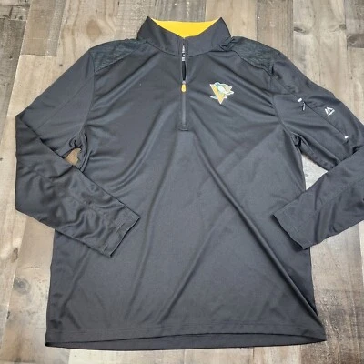 Mens Majestic NHL Penguins size XL Cool Base 1/4 Zip Long Sleeve Pullover READ - Image 1 of 4