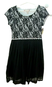 NWT Speechless Girls Dress Sz 10 Black White Lace Rhinestones Dressy Holiday NEW - Picture 1 of 6