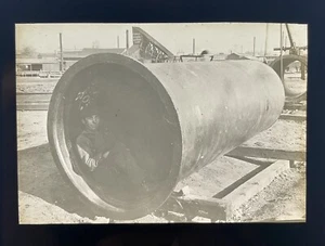 Antique 1900's Glass Negative Plate "Man in pipe" Connecticut Dam Construction - Picture 1 of 1