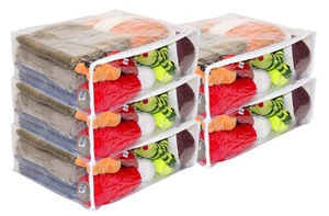 Set of 5 Clear Vinyl Zippered Storage Bags 22 x 18 x 7.5 Inch - Picture 1 of 5
