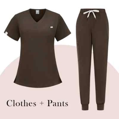 Conjunto de exfoliantes uniforme médico de quirófano traje de cirugía dental enfermera ropa de trabajo nuevo Foto 1 de 4