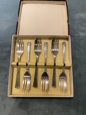 Vintage 1930s Cake Forks Boxed - Silver plated Set Of 6