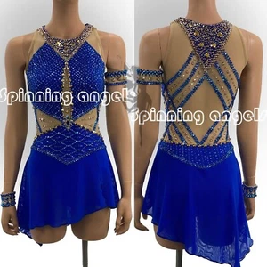 Eisfigur Schlittschuhkleid Wettkampf Schlittschuhkleid maßgeschneidert blau - Bild 1 von 7