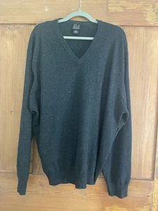 Men’s Jos A Bank Black Dark Charcoal Cashmere Pullover Sweater XL V Neck - Picture 1 of 4