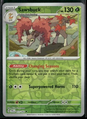 Pokemon Sawsbuck #017/162 SV05: Temporal Forces Reverse Holo Near Mint or Better - Image 1 of 2