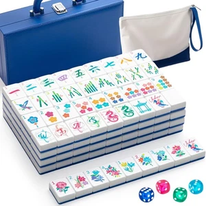 Juego de mahjong americano acrílico de 1,2 pulgadas 168 azulejos numerados con flores, bolsa de azulejos a... - Imagen 1 de 6