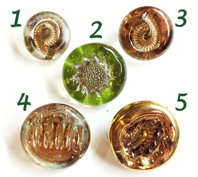 Choice: Vtg Bimini Like Darian GFD Glass Buttons w/ Painted Backs & Luster Trims - Image 1 of 4