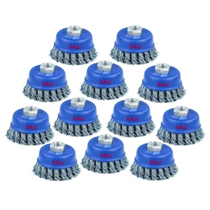 12 Pack Wire Cup Brush, 3 Inch Twisted Knotted Cup Brush for Grinders, with 5... - Picture 1 of 6