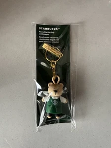 NUEVO Starbucks Holiday 2025 Bearista Tapa Tapón Oso Llavero Delantal Verde Café - Imagen 1 de 2
