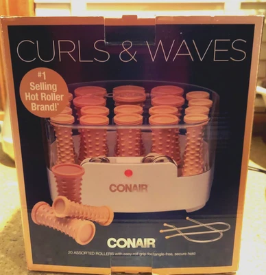 Conair Curls & Waves Double Ceramic Hot Rollers 20 Metal Clips & Assort Rollers - Image 1 of 4