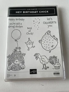 Stampin Up Happy Birthday Chick 9 Piece Cling Stamp Set Brand new - Picture 1 of 4
