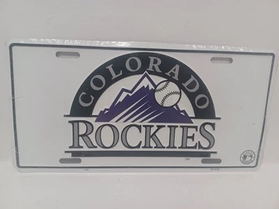 New NOS Vintage 90's MLB Metal Colorado Rockies Embossed License Plate Tag 12x6 - Image 1 of 3