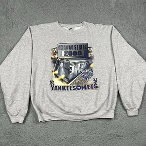 Vintage Subway Series Yankees Mets Crewneck Sweatshirt Men’s Size Medium MLB Lee - Picture 1 of 9