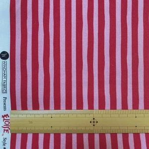 1m Windham Fabrics Red and Pink Stripe Fabric Remnant - Picture 1 of 2