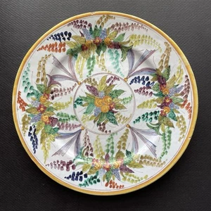 Piatto ceramica artistica maiolica Monteluce vintage disegno floreale Italia - Foto 1 di 5