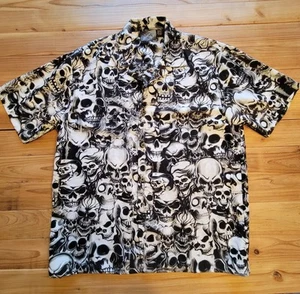 Saphire Lounge Skulls All Round Button Up Shirt - Size XL - Picture 1 of 5