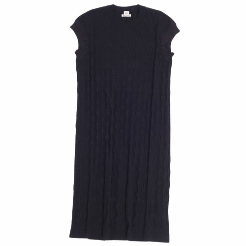 HERMÈS Abito Hermes 20SS maglia senza maniche Chesne seta scura top cashmere usato0