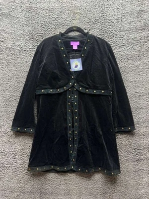 Nuevo con etiquetas Abrigo Largo Suzanne Somers Collection Terciopelo Tachonado Negro Mujer Talla 16 Foto 1 de 4