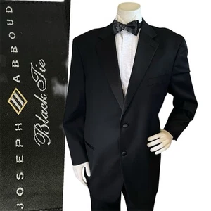 Joseph Abboud 'Black Tie' Tuxedo Suit Jacket Pants 46R 40x28.5 Black Fine Wool - Picture 1 of 20