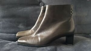 GABOR Soft Leather Square Toe Block Heel Grey Fade Ankle Boot UK 5 VGC