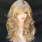 23" Women's Heat Resistant Hair Blonde Middle Long Curly Full Wig + Wig Cap