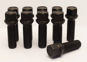 10 x M14 x 1,5, 30 mm Gewinde, Radius Radschrauben (schwarz) - Bild 1 von 2