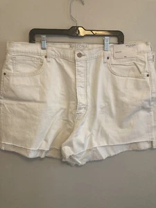 Arizona Jeans Damen Shorts Denim weiß distressed roher Saum Junior Plus 23 neu mit Etikett - Bild 1 von 17