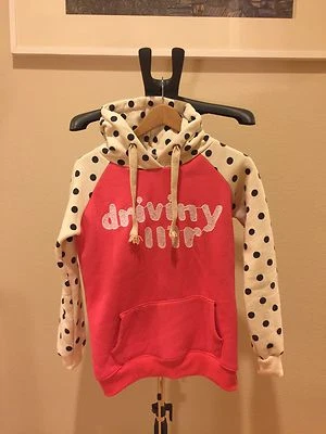Super Cute Japanese Polka Dot Pink Hoodie With Hood Sweater Shirt One Size - Photo 1/2