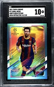 2020-21 Topps Chrome X Aoki UCL Lionel Messi Aqua Refractor SGC 10 /150 - Picture 1 of 2