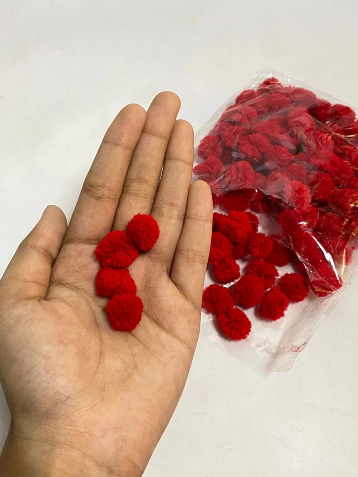 90-Piece Pom Pom Tassels Packet for Clothing,Dupatta,Saree &Decor Craft Supplies - Image 1 of 1