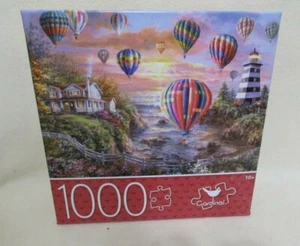 Cardinal 1000 Piece Puzzle "Balloons Over Cottage Cove" New - Picture 1 of 2