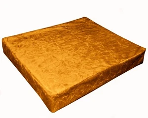 mn127t Old Gold Crushed Velvet Style 3D Box Sofa Seat Cushion Cover Custom Size - Picture 1 of 7