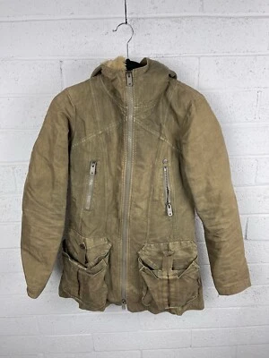 Chaqueta de campo militar utilitaria Diesel para mujer talla pequeña marrón piel de carga *PATINA Foto 1 de 4