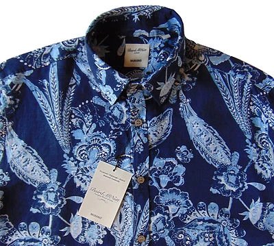 Men's MURANO Navy Blue White Paisley Floral Shirt L Large NEW NWT Nice! - Image 1 of 4