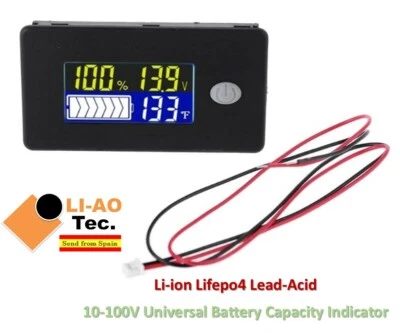 10V-100V Lithium Li-ion Lifepo4 Lead-Acid Universal Battery Capacity Indicator - Imagen 1 de 4