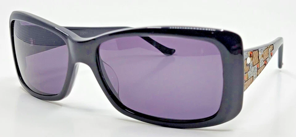Gafas de sol Judith Leiber JL1042 Col 01 negras con piel de serpiente y piedras blancas nuevas en caja Foto 1 de 4