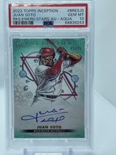 2022 Topps Inception Juan Soto Rookies & Emerging Stars Aqua Auto /75 PSA 10