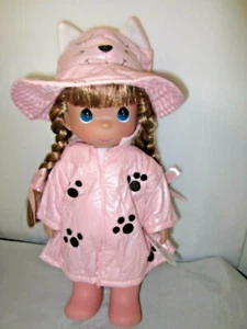 Precious Moments Friends Come Rain or Shine Cat Hat Rain Coat 13" Doll NEW Meow - Picture 1 of 5