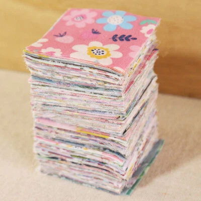 300 Mini Charm Squares Floral Fabric Cotton Sewing Craft Material Scraps DIY - Image 1 of 4