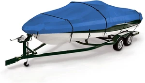 Heavy Duty Boat Cover, Waterproof Trailerable Boat Cover Fits V-Hull Runabouts, - Picture 1 of 12